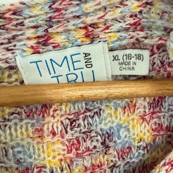 Time And Tru Multi‎ Color Sweater Size XL - Picture 6 of 8